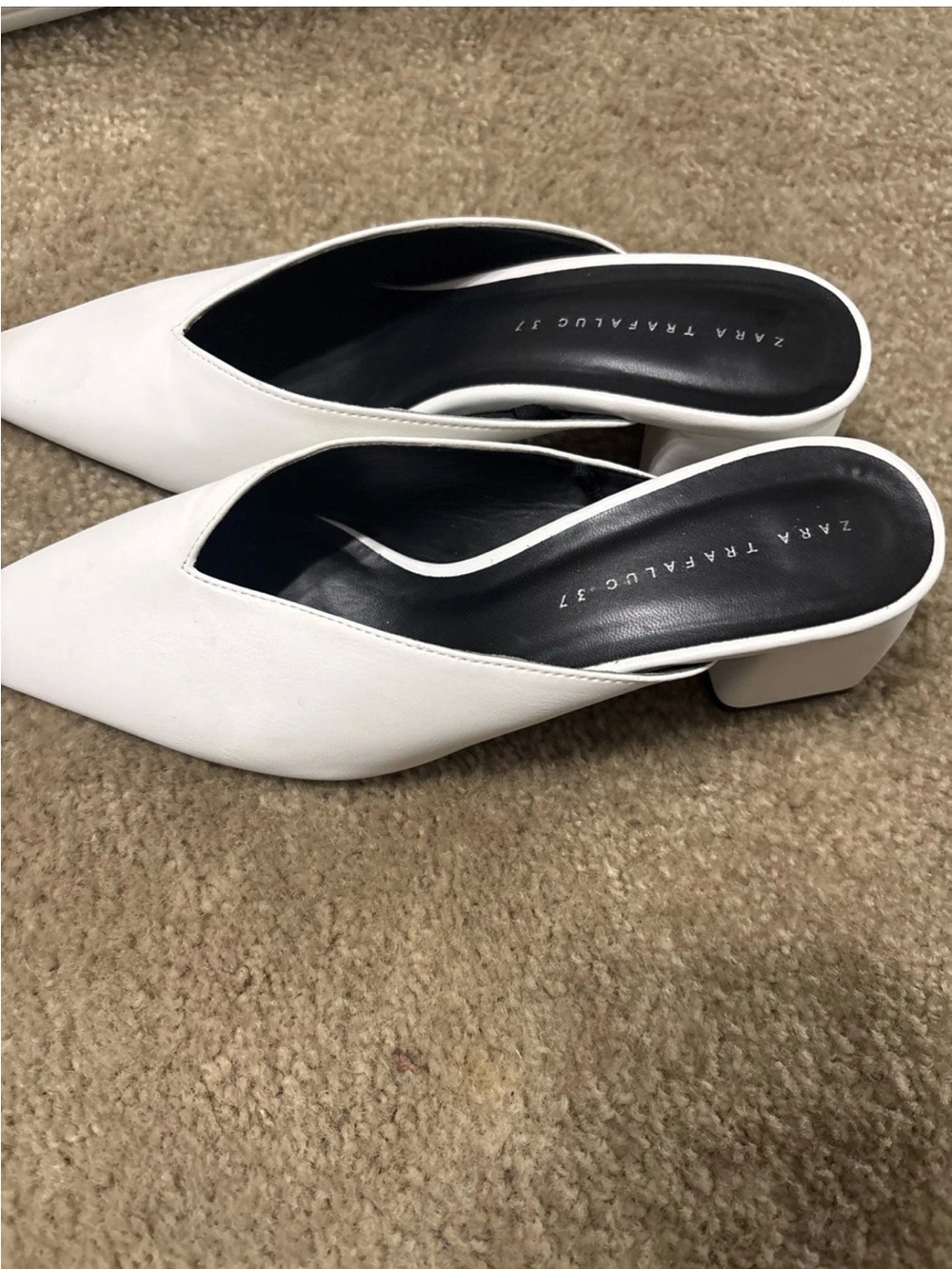 Zara White Pointed Slingback Flats - Picture 2 of 8